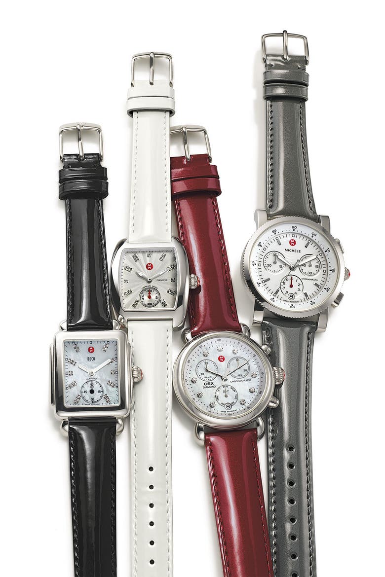 18mm Patent Leather Watch Strap, Alternate, color, BLACK