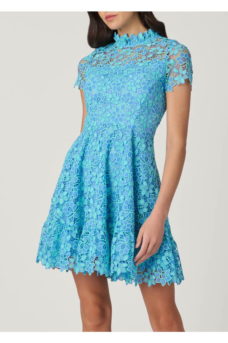 Harlow Londrina Lace Dress, Main, color, Vista Blue/Bright Mint