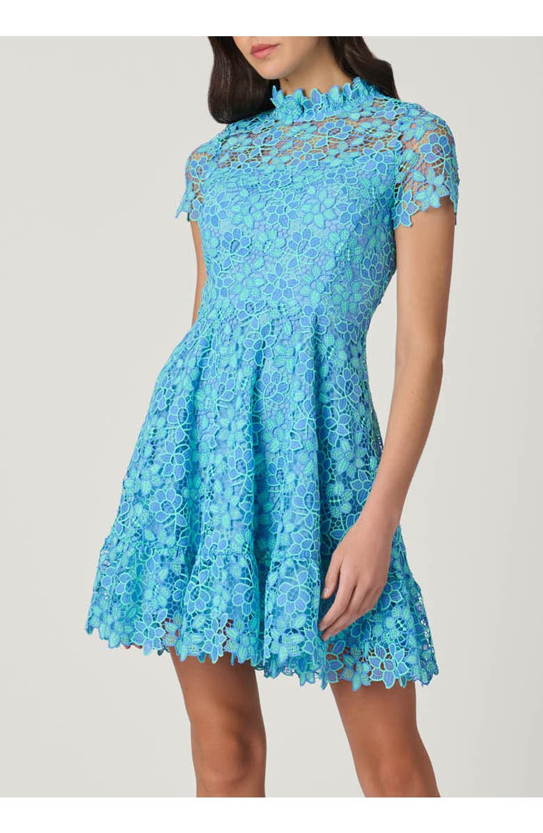 Shoshanna Harlow Londrina Lace Dress, Main, color, Vista Blue/Bright Mint