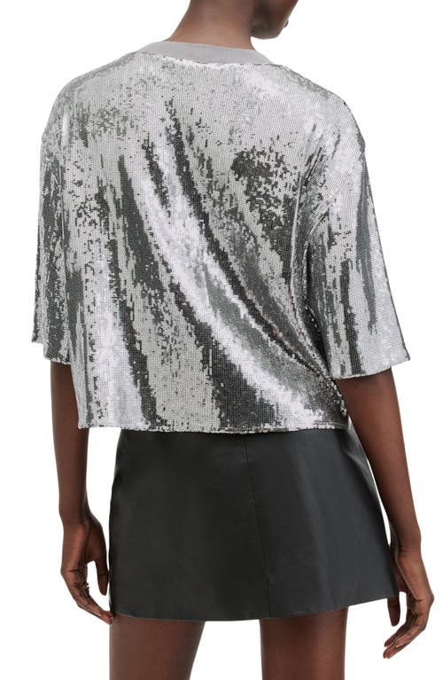 Allsaints Juela Sequin Top In Silver