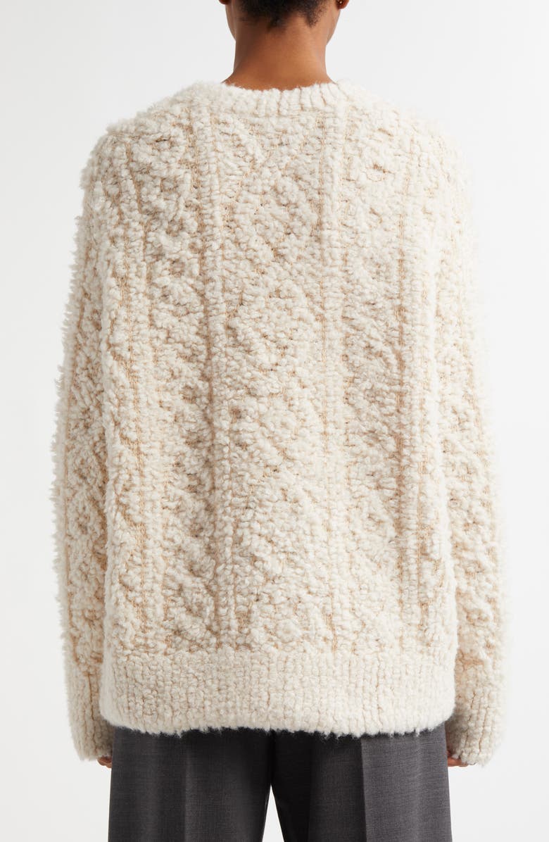 Vince Oversize Bouclé Wool & Alpaca Blend Crewneck Sweater, Alternate, color, Off White