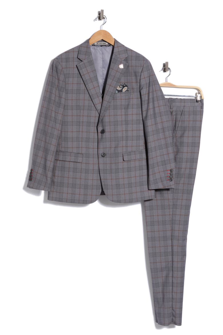 Glen Plaid 3-Piece Suit Set, Alternate, color, MID GREY