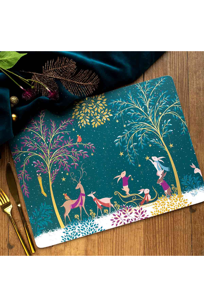 Sara Miller Woodland Tales Set of 4 Cork Back Placemats, Alternate, color, Multi