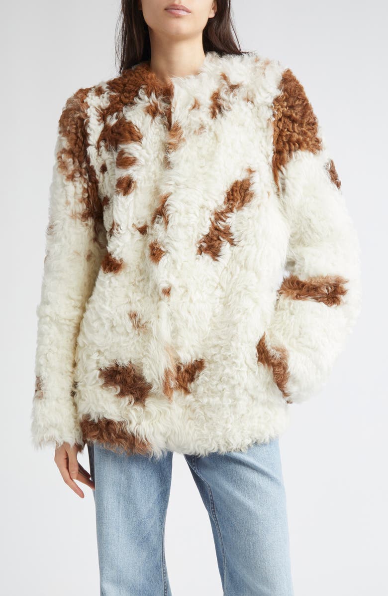 Zimmermann Hypnotic Spot Genuine Shearling Jacket, Main, color, Cream