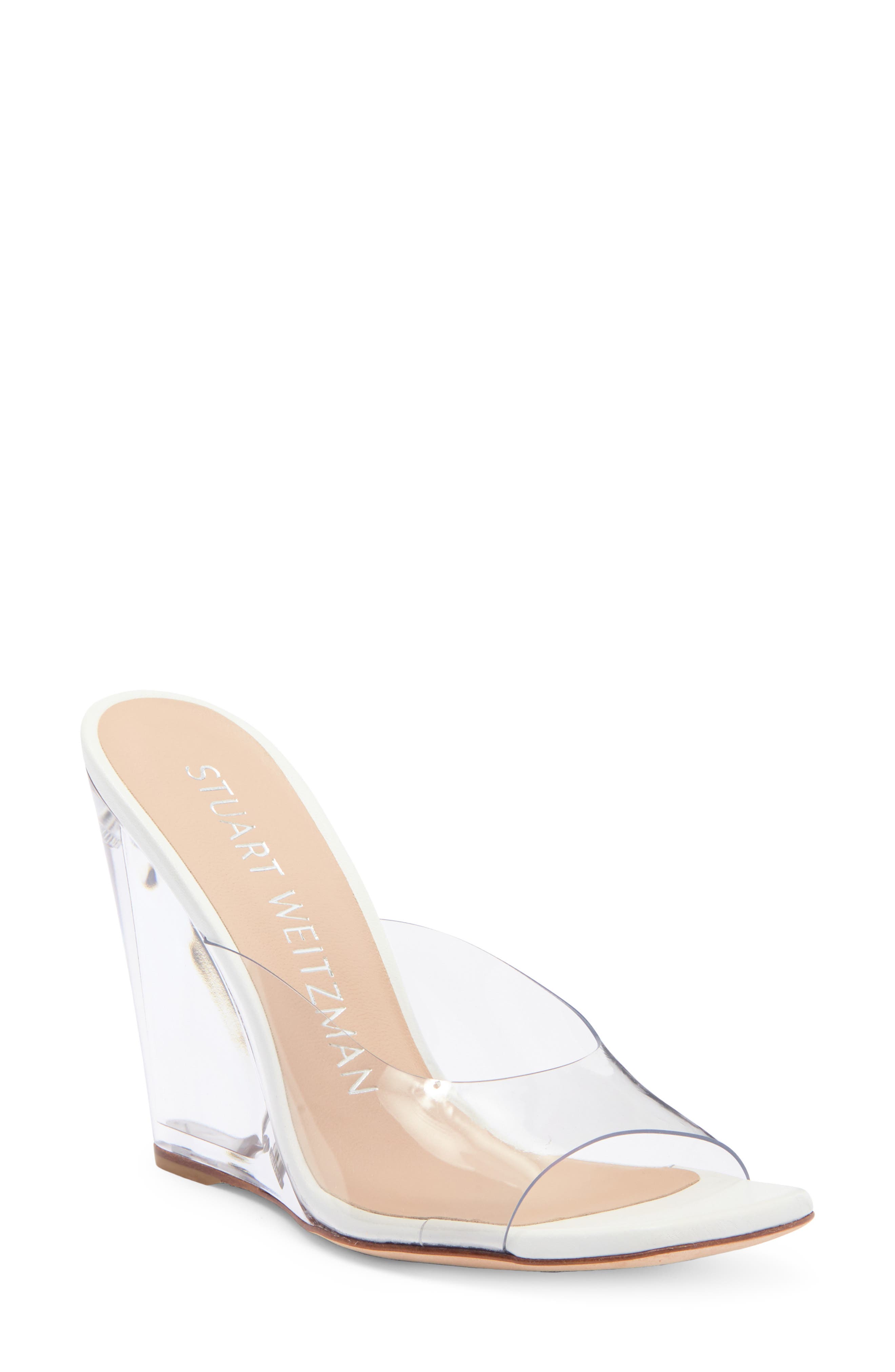 Stuart Weitzman Tia 100 Lucite<sup>®</sup> Wedge Sandal, Main, color, 