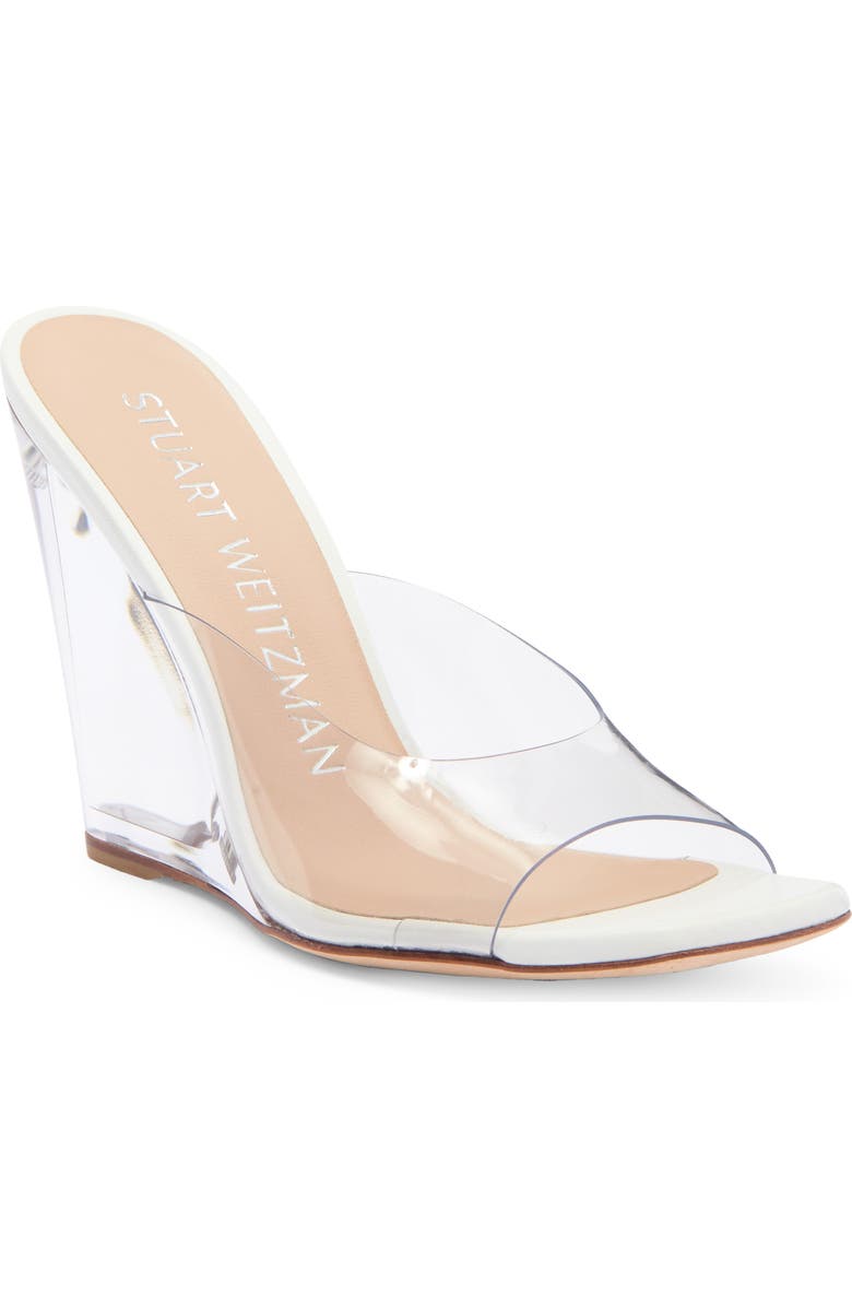Stuart Weitzman Tia 100 Lucite<sup>®</sup> Wedge Sandal, Main, color,