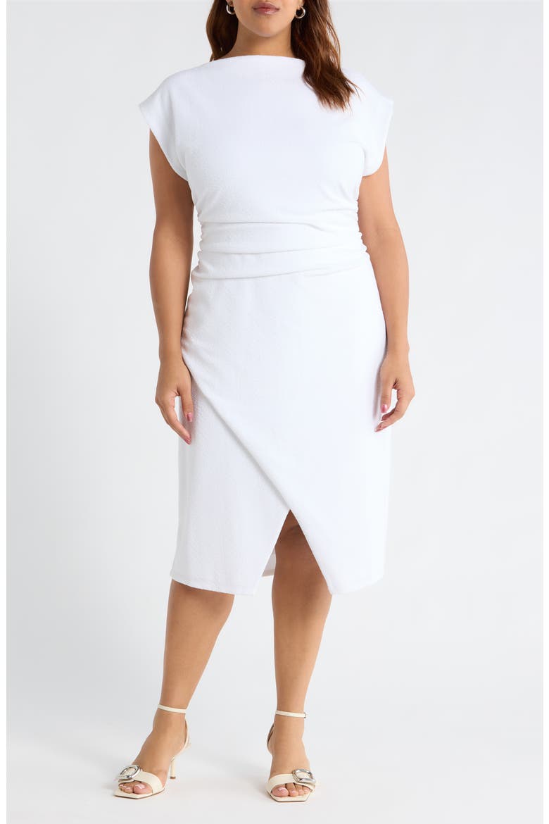 Cap Sleeve Ruched Dress, Main, color, WHITE