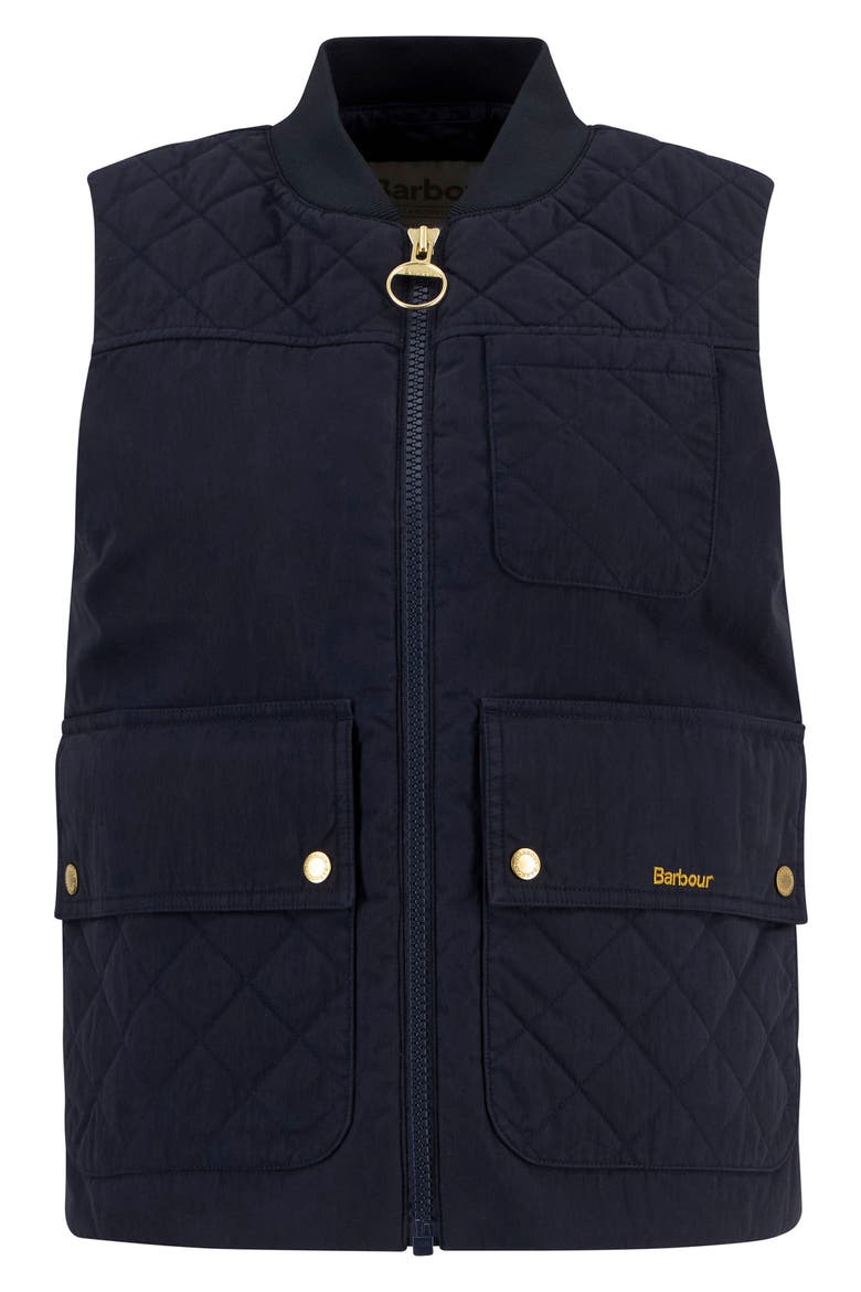 Theodora Quilt Trim Cotton & Nylon Vest, Alternate, color, DARK NAVY