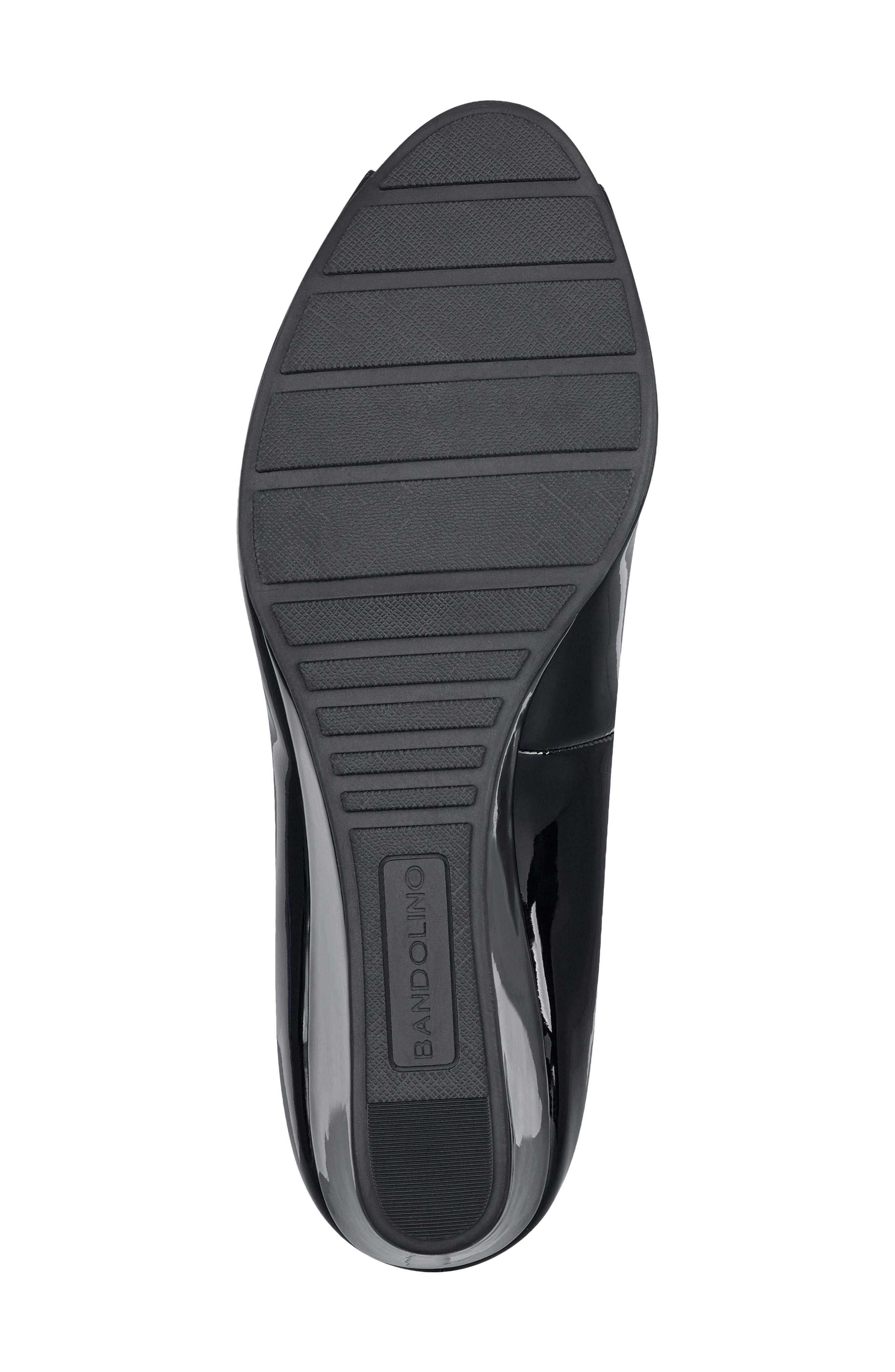 Bandolino Peep Toe Wedge Pump, Alternate, color, Black Faux Patent Leather