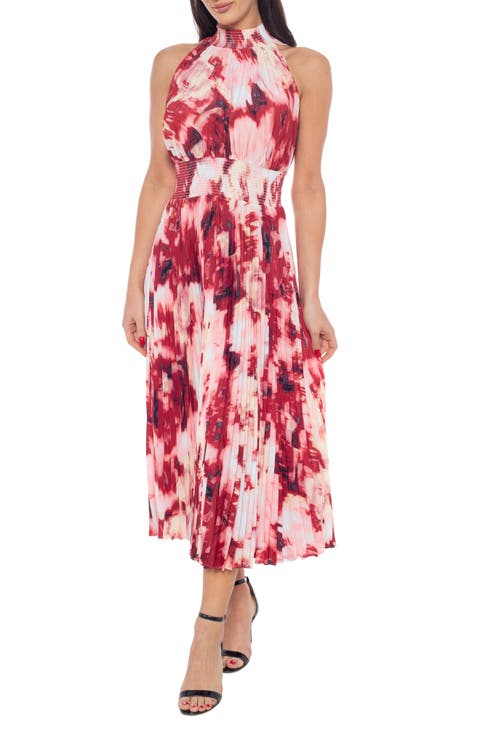 Tie Dye Pleated Midi Dress