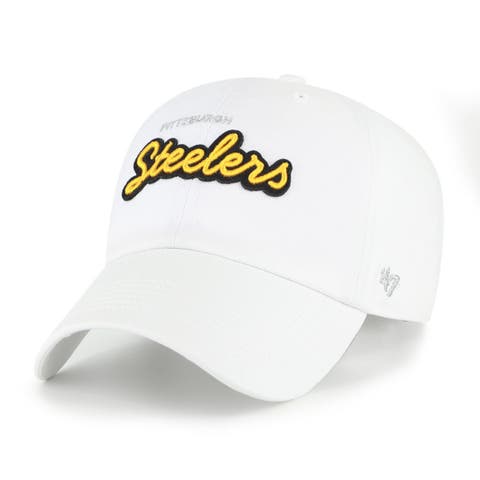Women's '47  White Pittsburgh Steelers Trendy Script Clean Up Adjustable Hat