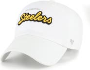 '47 Women's '47 White Pittsburgh Steelers Trendy Script Clean Up Adjustable Hat
