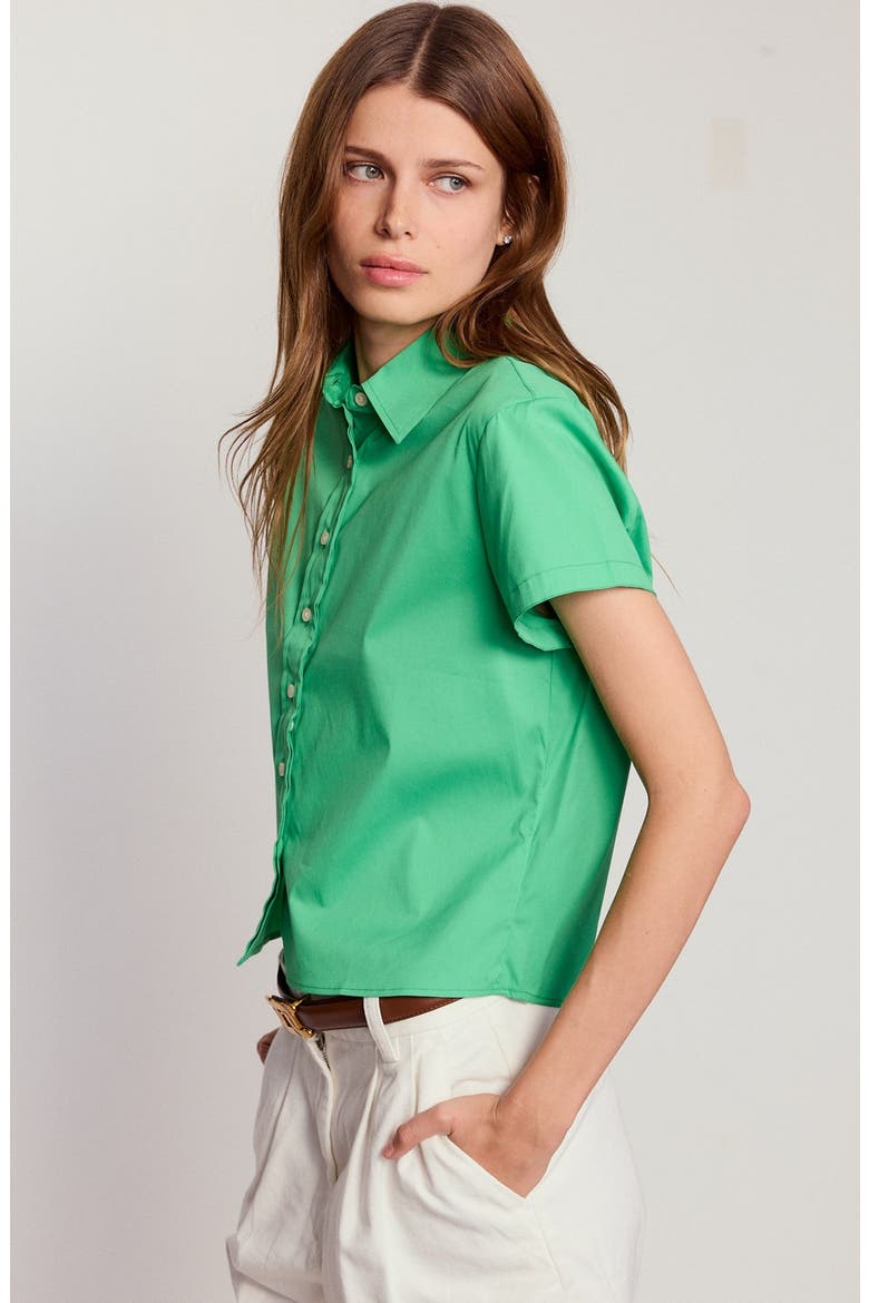 The Boxy Short Sleeve Cropped Shirt, Alternate, color, Kelly Green