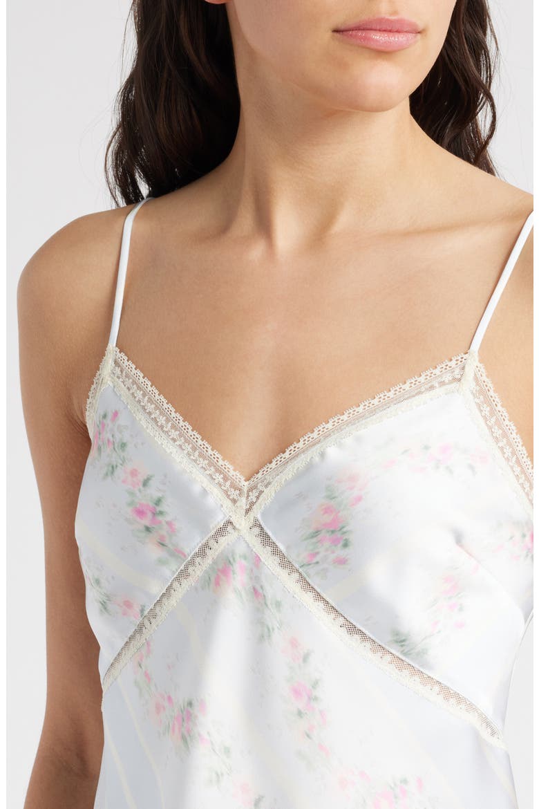 Levall Floral Lace Trim Satin Camisole, Alternate, color, WAVECREST BLUE