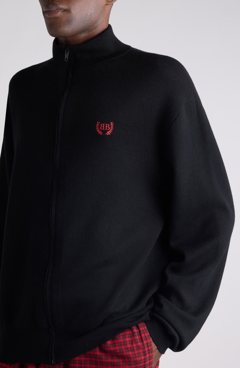 Balenciaga Cotton Blend Zip Cardigan, Alternate, color, 1000 Black