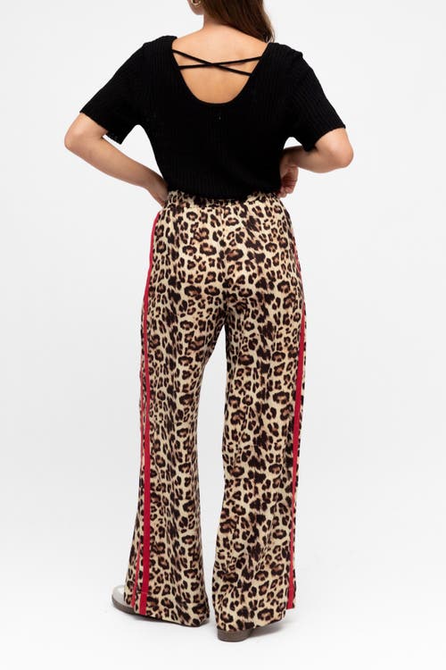 Label Of Love Leopard Sporty Pant In Brown