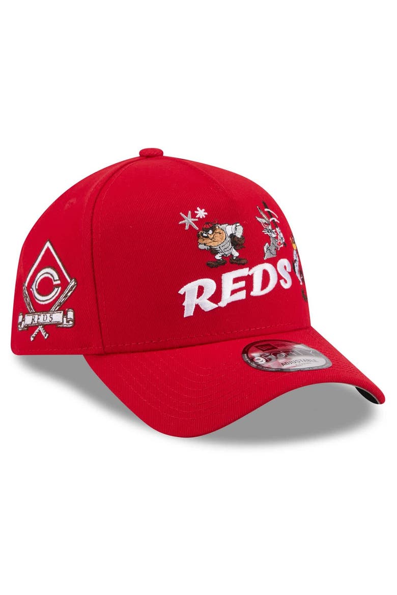 Youth New Era Red Cincinnati Reds Looney Tunes A-Frame 9FORTY Adjustable Hat, Main, color, Red