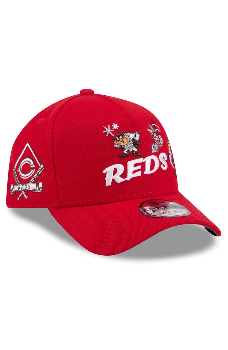 New Era Youth New Era Red Cincinnati Reds Looney Tunes A-Frame 9FORTY Adjustable Hat, Main, color, Red
