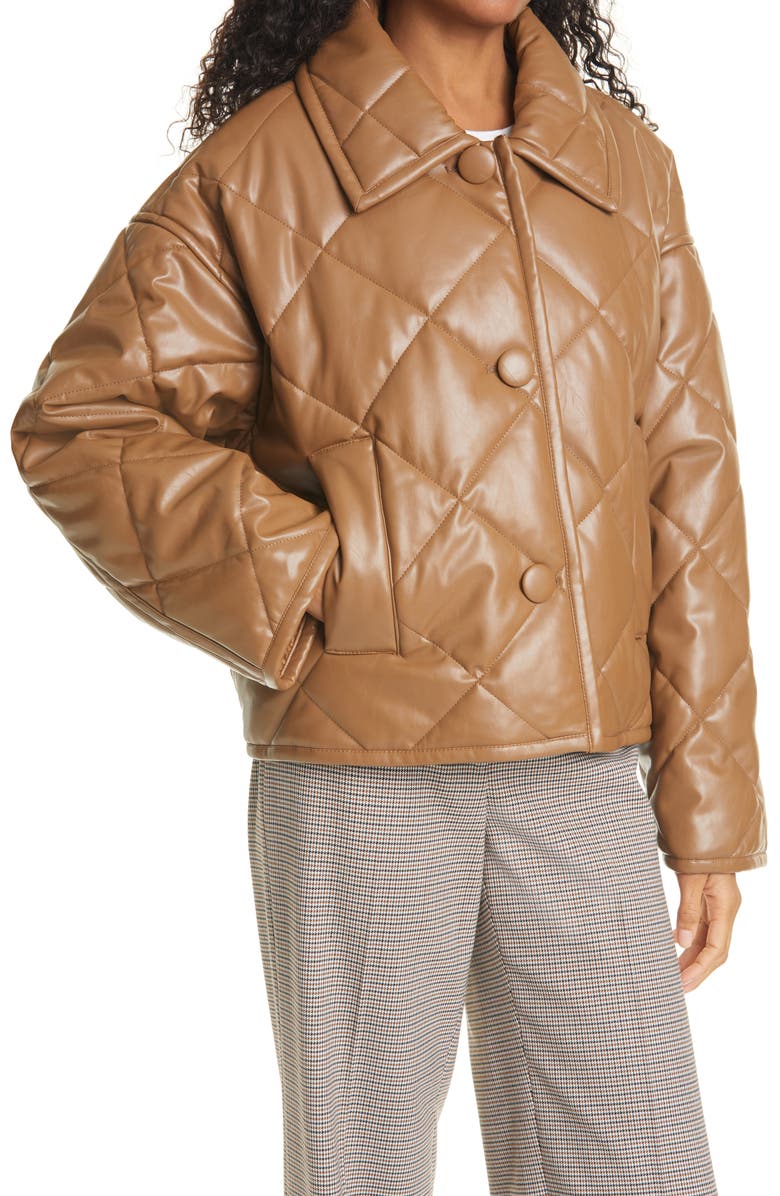 Stand Studio Jacinda Quilted Faux Leather Crop Jacket, Alternate, color, 
