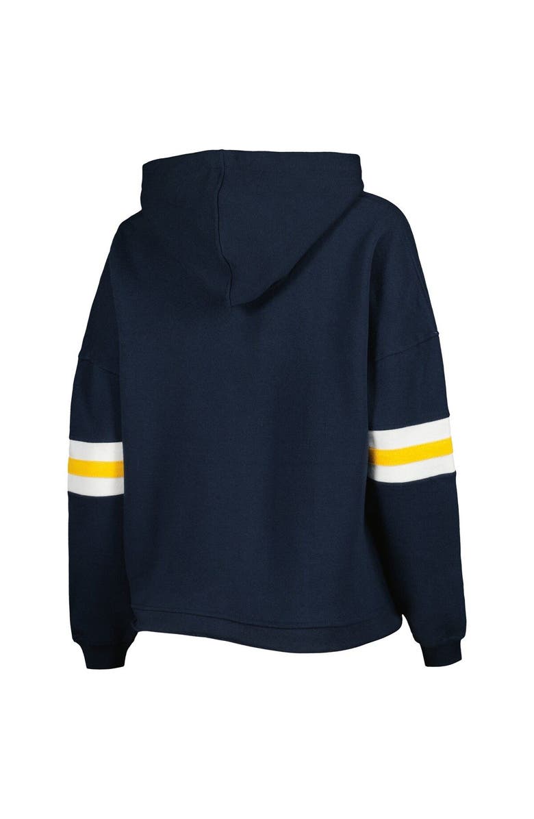 PRESSBOX Women's Pressbox Navy West Virginia Mountaineers Super Pennant Pullover Hoodie, Alternate, color, Navy