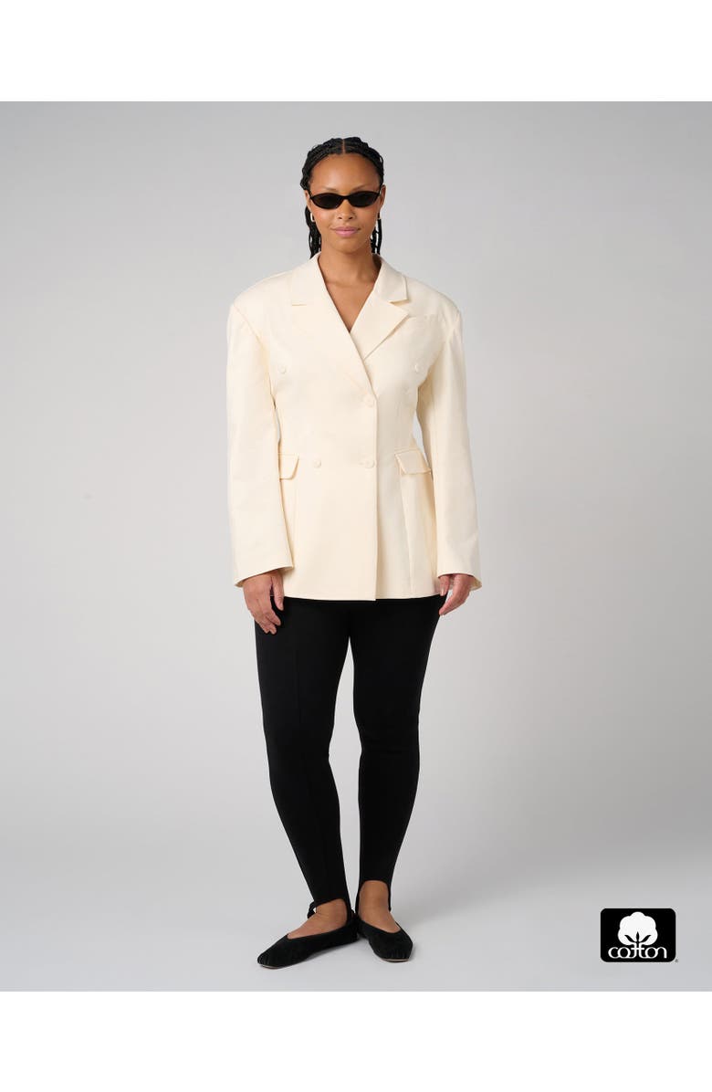 WeWoreWhat Double Breasted Cinched Waist Blazer, Alternate, color, Ivory