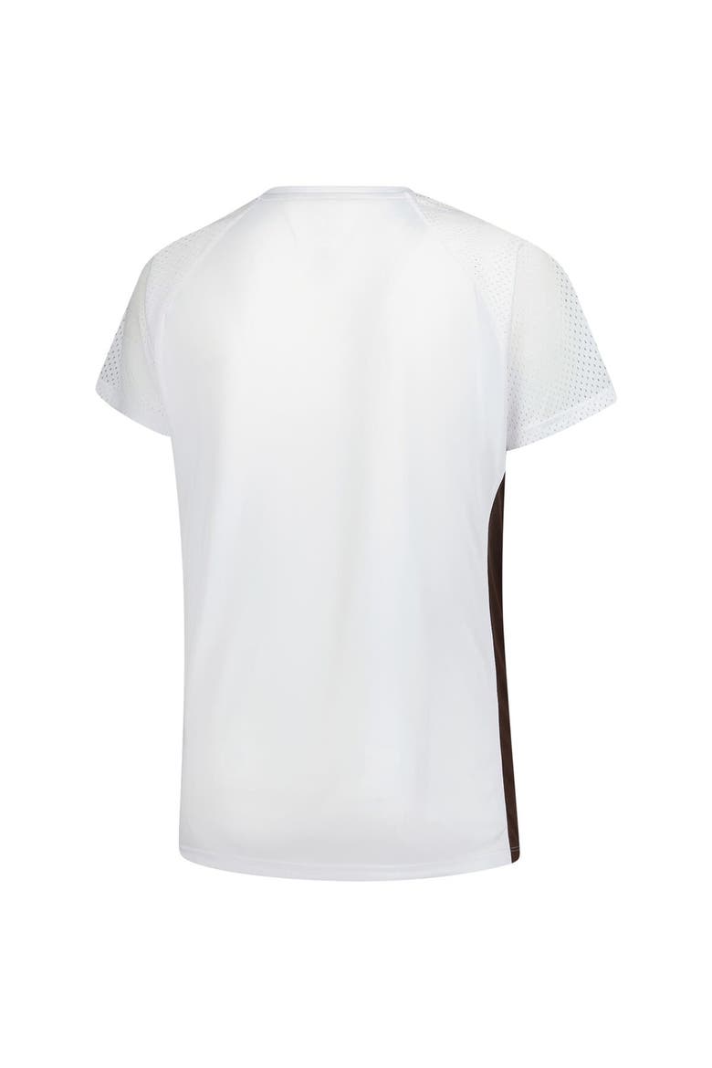 Women's Fanatics  White Cleveland Browns Plus Size Glitter Lace-Up V- Neck T-Shirt, Alternate, color, White