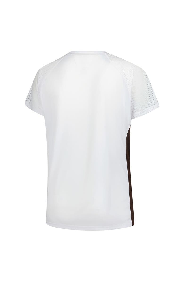 FANATICS Women's Fanatics  White Cleveland Browns Plus Size Glitter Lace-Up V- Neck T-Shirt, Alternate, color, White