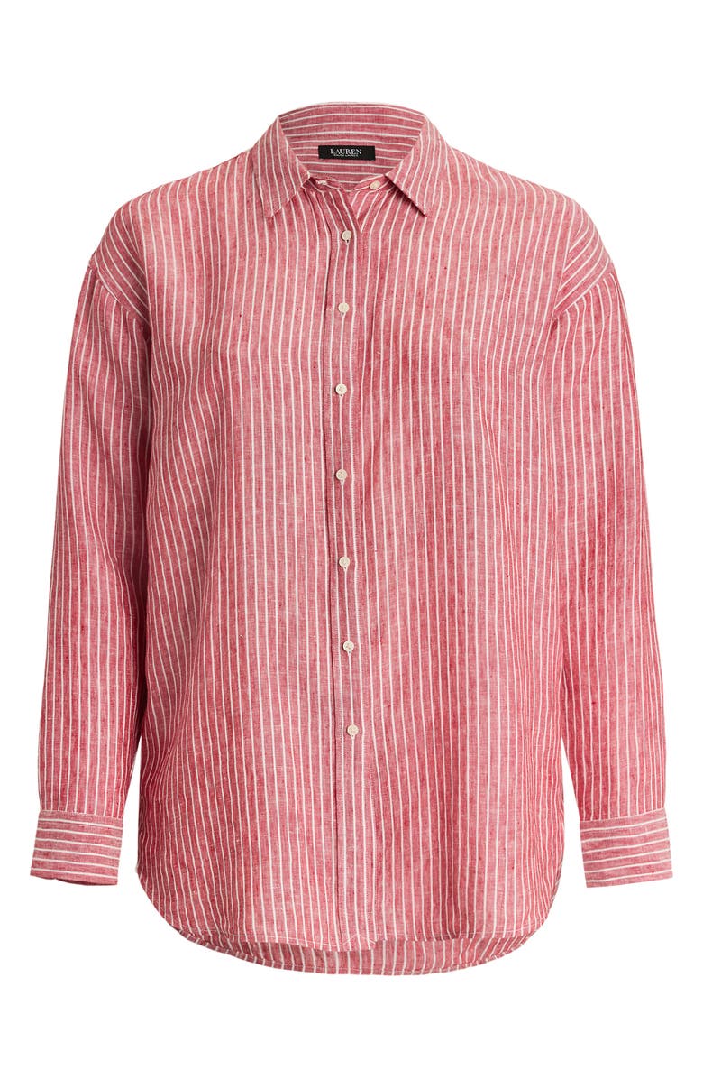 Lauren Ralph Lauren Relaxed Fit Stripe Linen Button-Up Shirt, Alternate, color, 