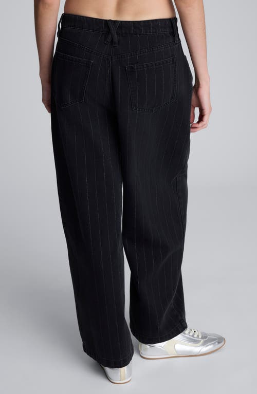 Kenneth Cole Pinstripe High Waist Wide Leg Jeans In Black