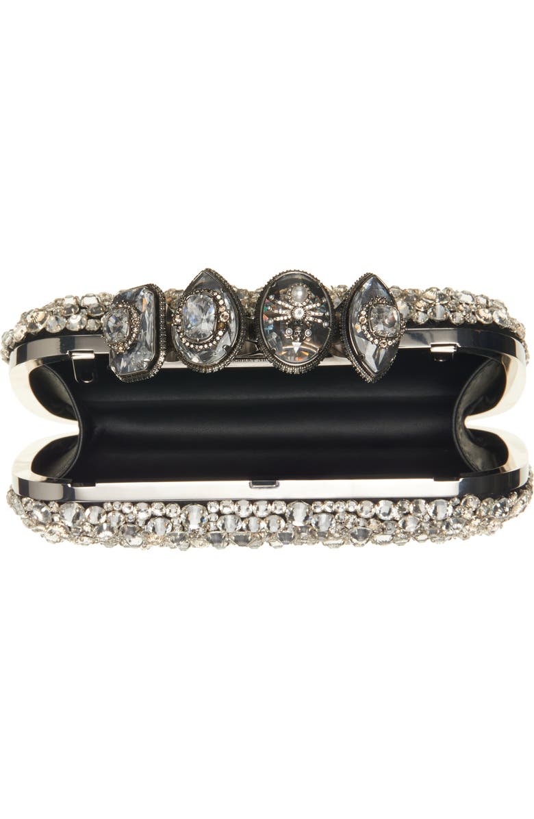 McQueen Spider Crystal Knuckle Box Clutch, Alternate, color, Silver/ Silver
