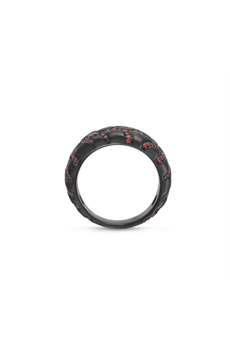 LuvMyJewelry Fiery Ascent Sterling Silver & Garnet Band Men Ring, Alternate, color, Grey