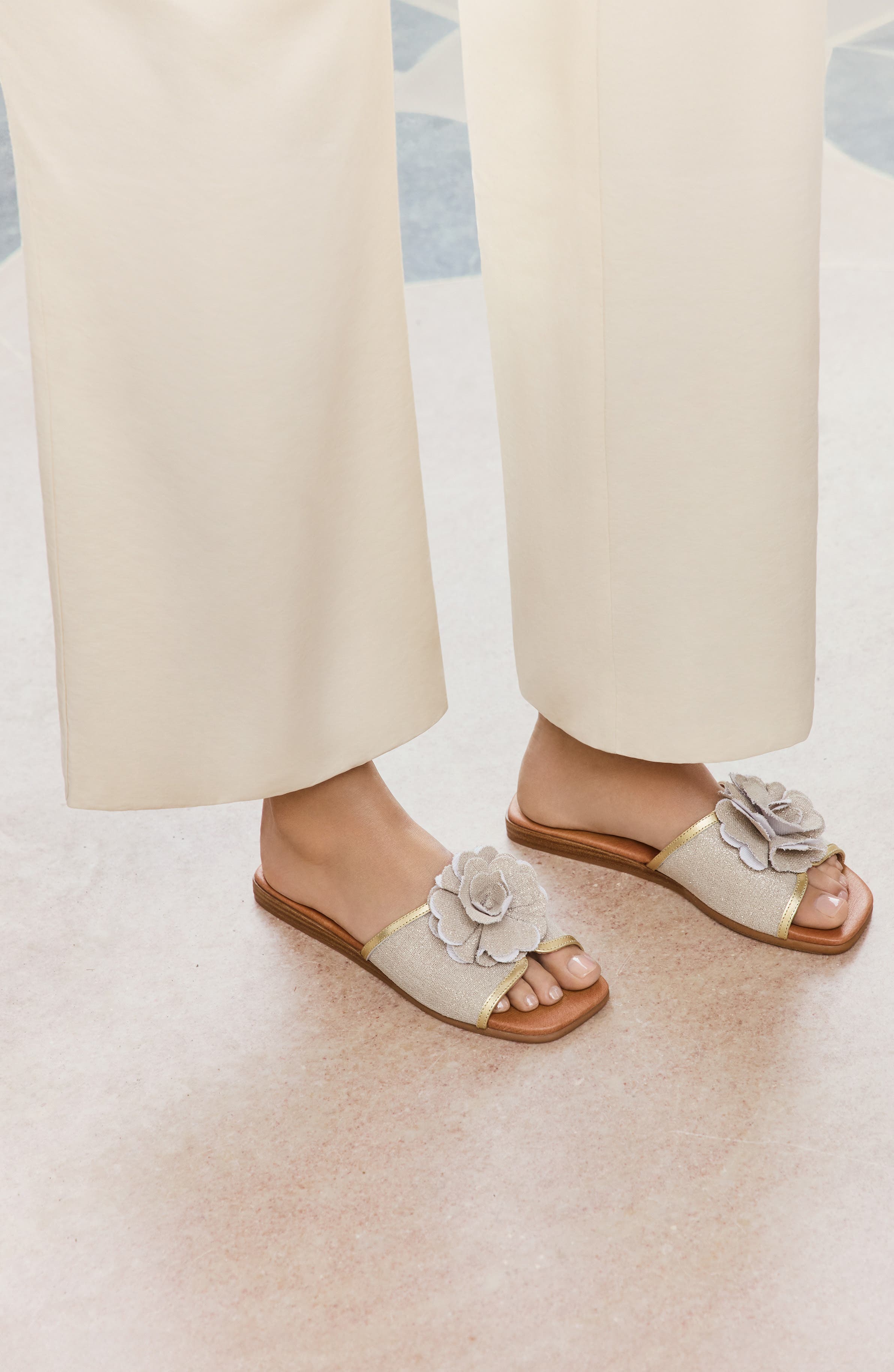 André Assous Kiky Slide Sandal, Alternate, color, Natural/ Platino