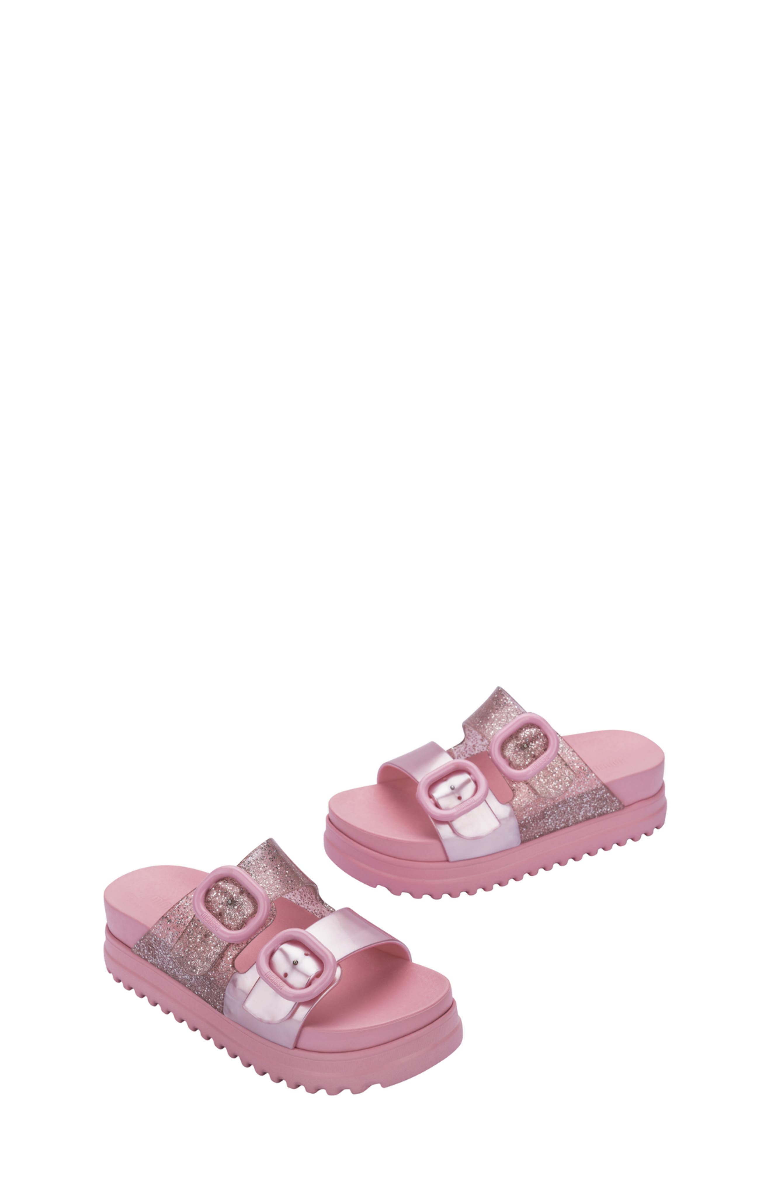 Kids' Cozy Platform Slide Sandal, Alternate, color, PINK/ GLITTER PINK
