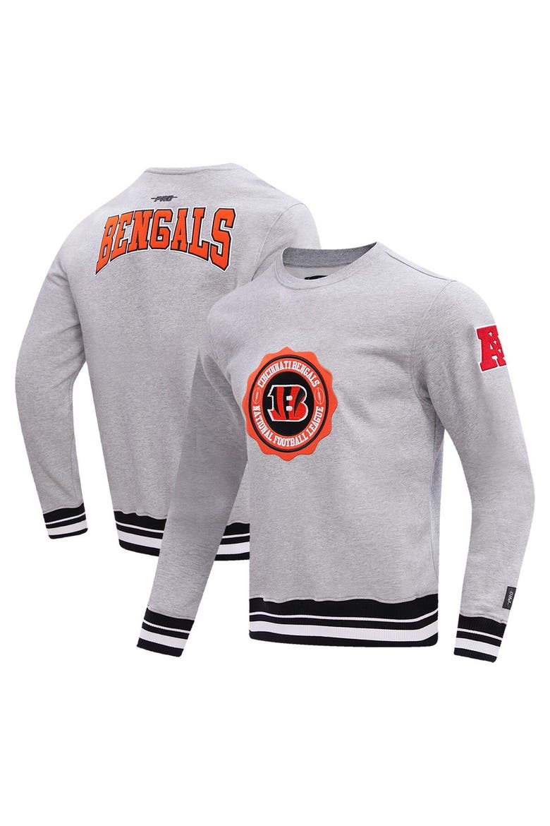 Men's Pro Standard Heather Gray Cincinnati Bengals Crest Emblem Pullover Sweatshirt, Alternate, color, Heather Gray