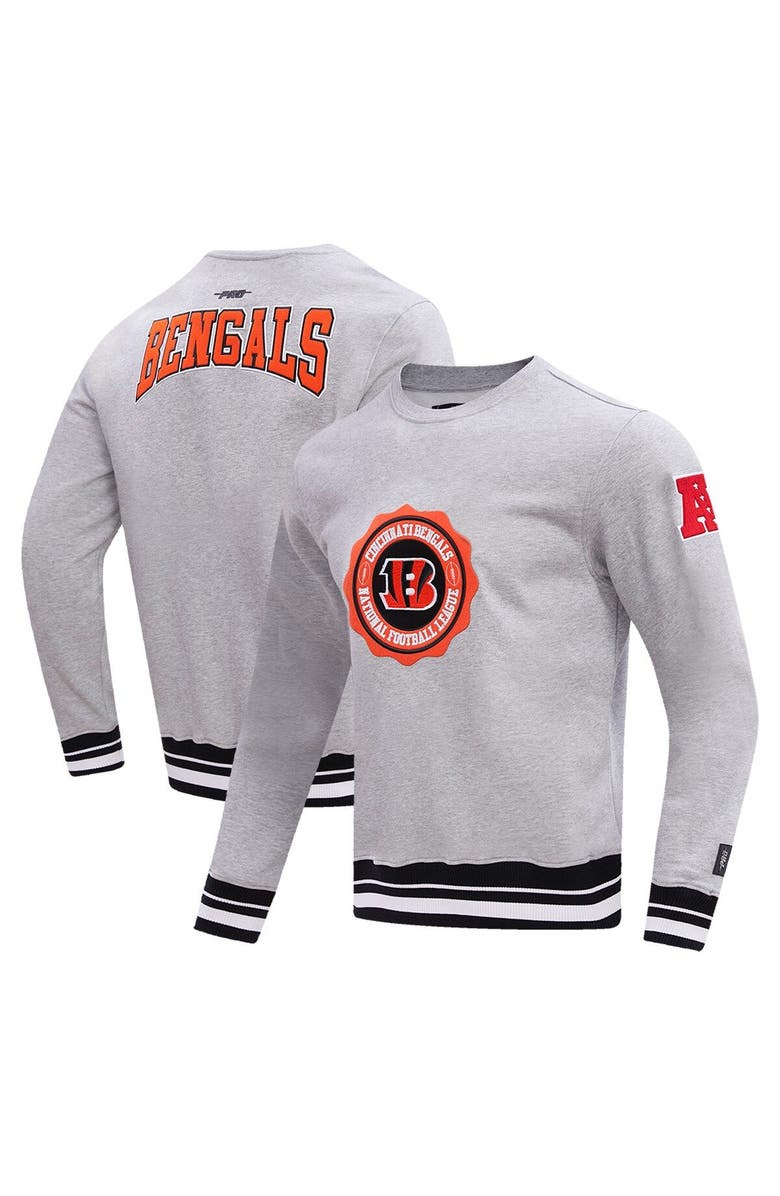 PRO STANDARD Men's Pro Standard Heather Gray Cincinnati Bengals Crest Emblem Pullover Sweatshirt, Alternate, color, Heather Gray