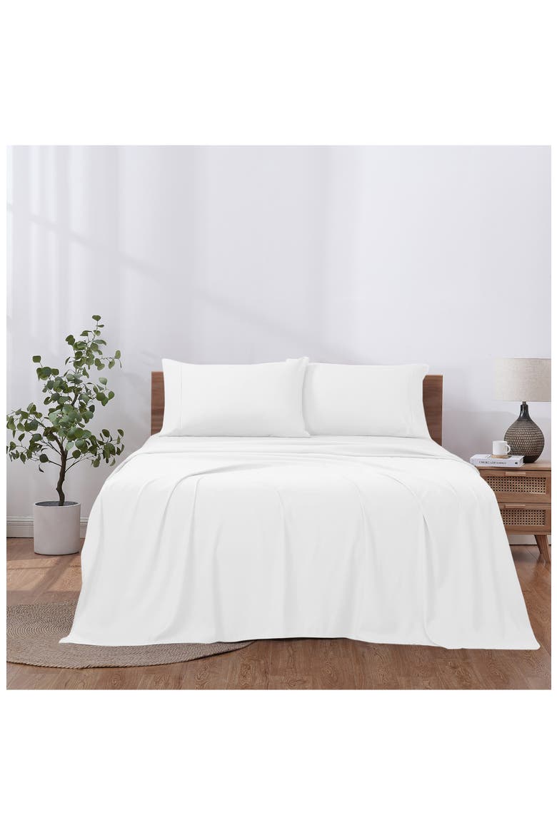 Solid 4-Piece Microfiber Sheet Set, Alternate, color, WHITE