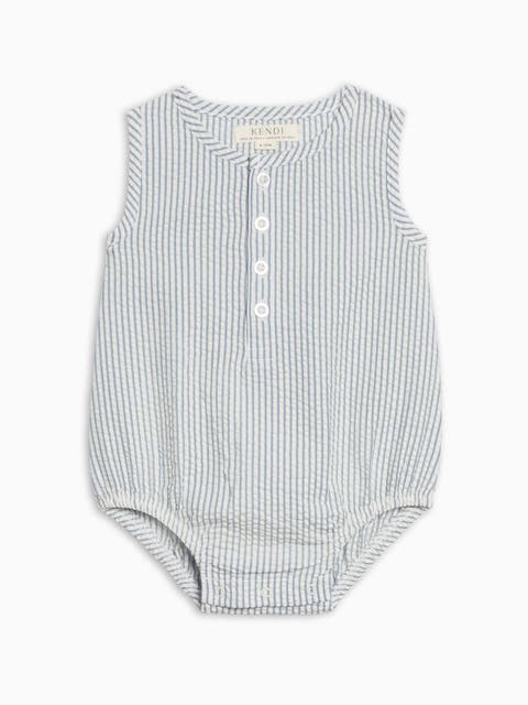 Wren Organic Seersucker Tank Bubble Romper (Baby)