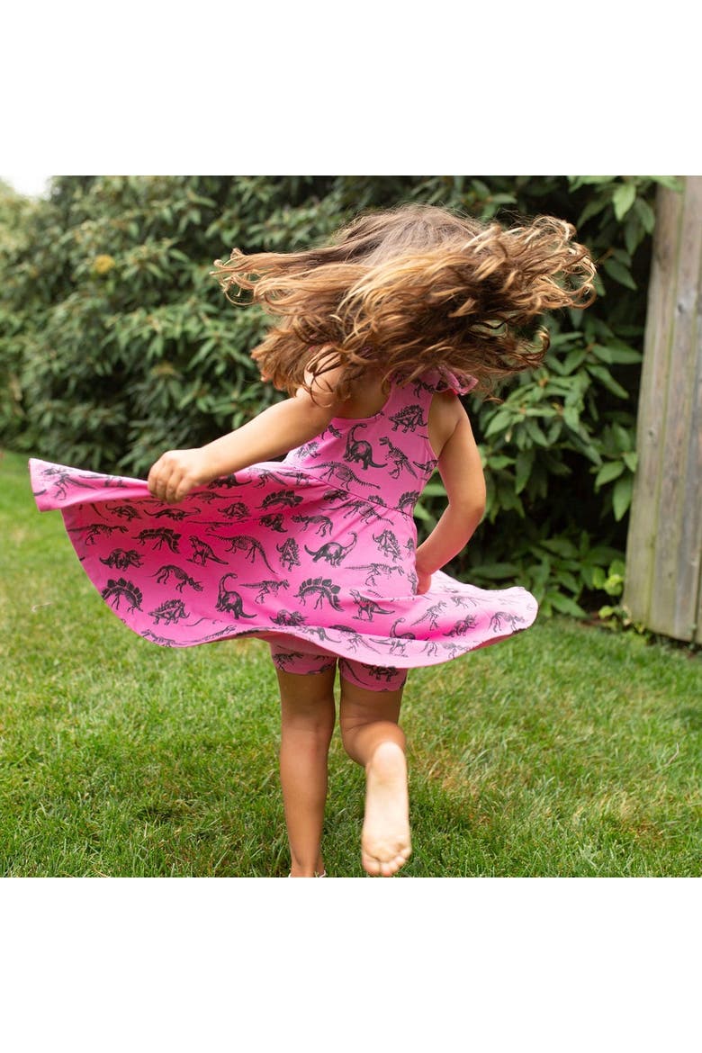 Girls Racer Back Dress, Alternate, color, Dino