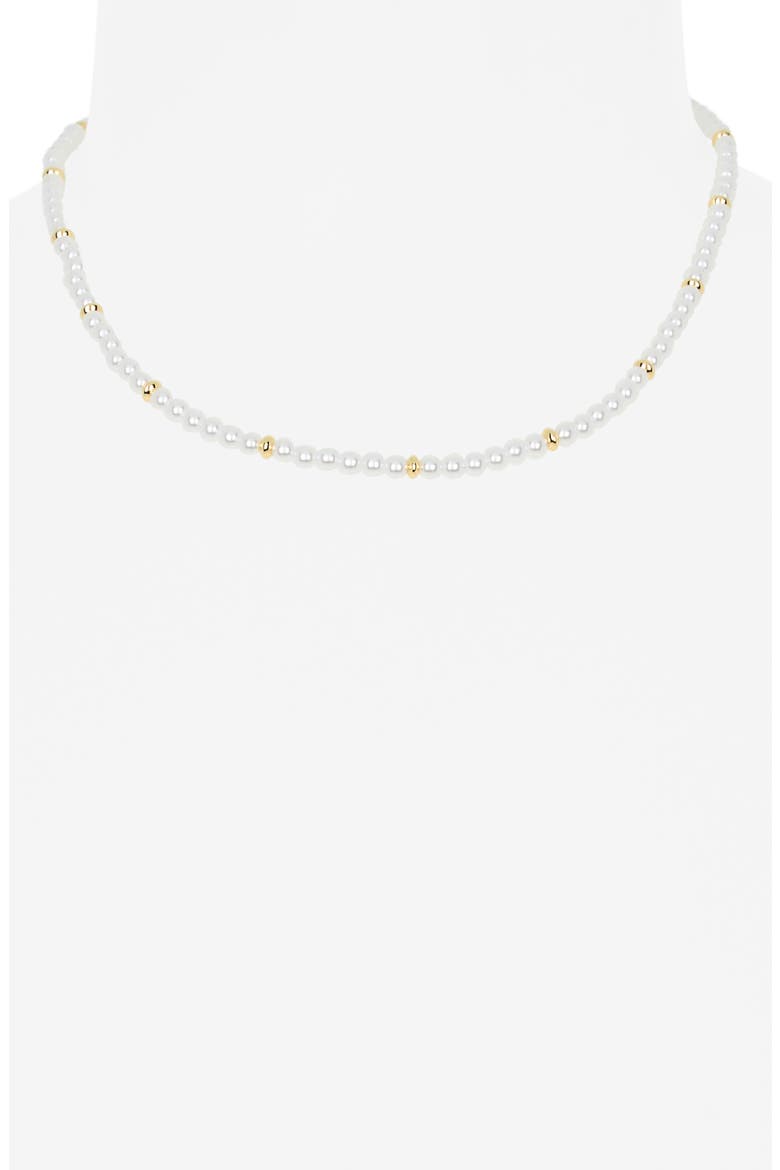 Demi Fine Faux Pearl Beaded Necklace, Alternate, color, WHITE- GOLD