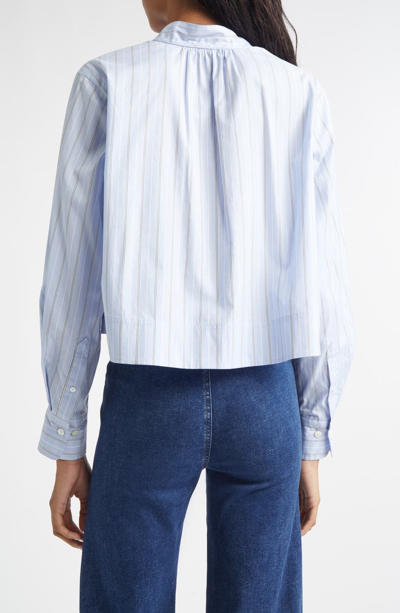 Veronica Beard Kaits Stripe Crop Cotton Top, Alternate, color, Ice Blue Multi