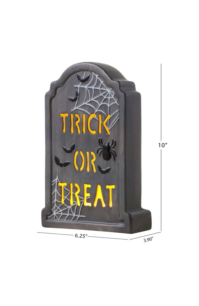Mr. Halloween 10 in. Ceramic LED Tombstone -Trick or Treat, Alternate, color, Multicolor
