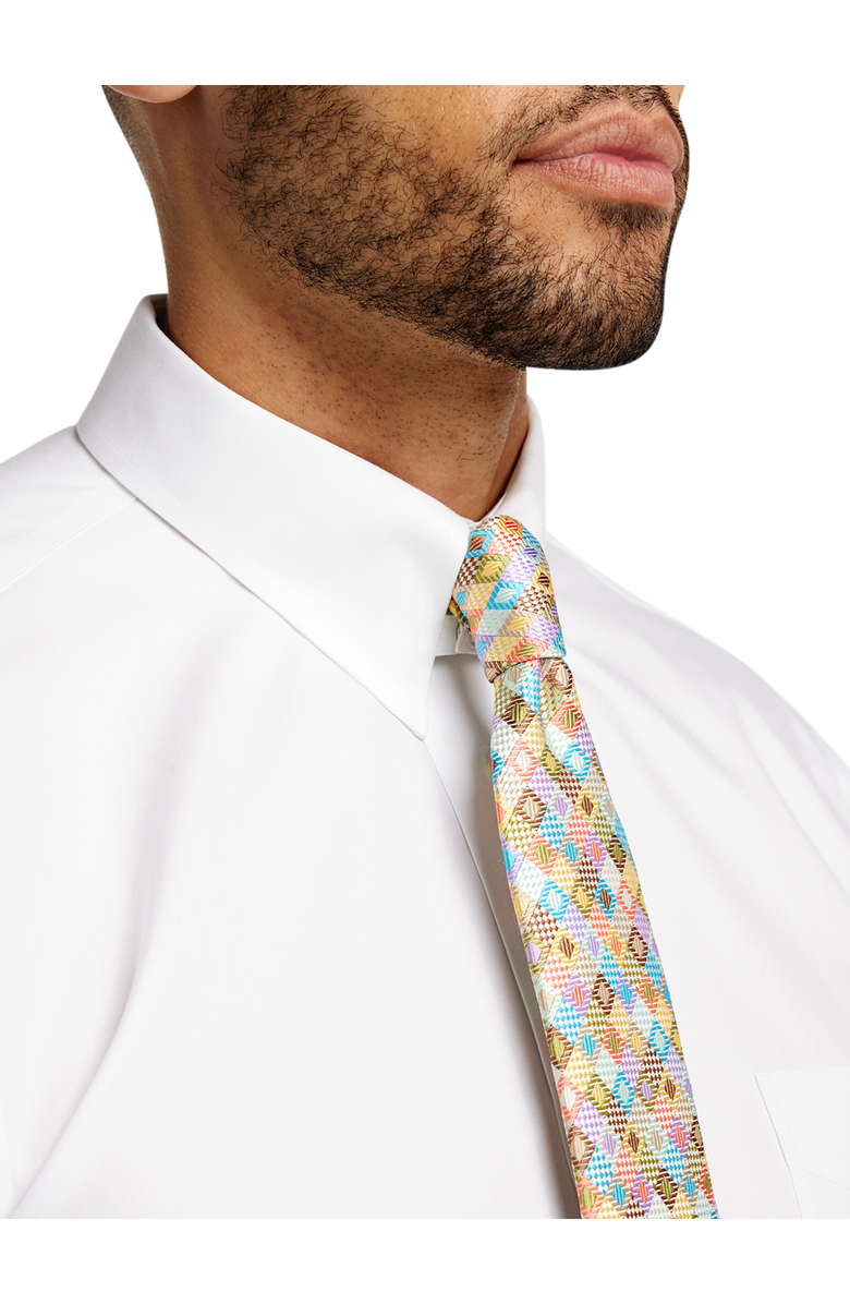 Paul Fredrick Non-iron Cotton Pinpoint Solid Snap Tab Collar Dress Shirt, Alternate, color, White