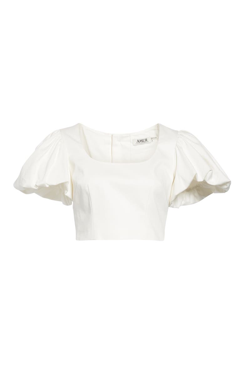 Jacey Stretch Organic Cotton Crop Top, Alternate, color, WHITE