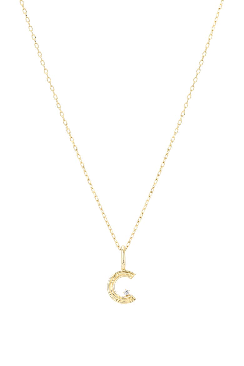 Groovy Diamond Initial Mini Charm Necklace, Main, color, YELLOW GOLD - C