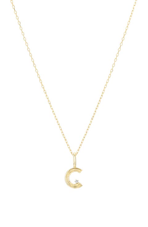 Groovy Diamond Initial Mini Charm Necklace