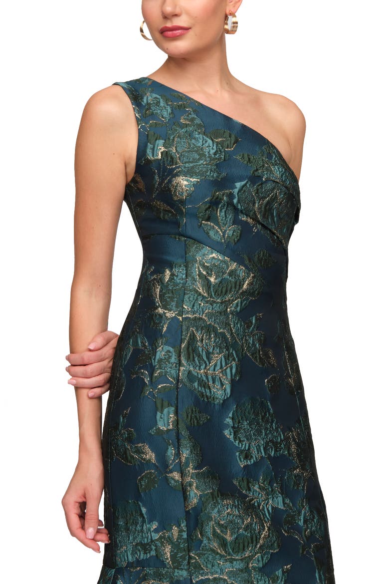 Agnes One-Shoulder Gown, Alternate, color, BLUE MULTI
