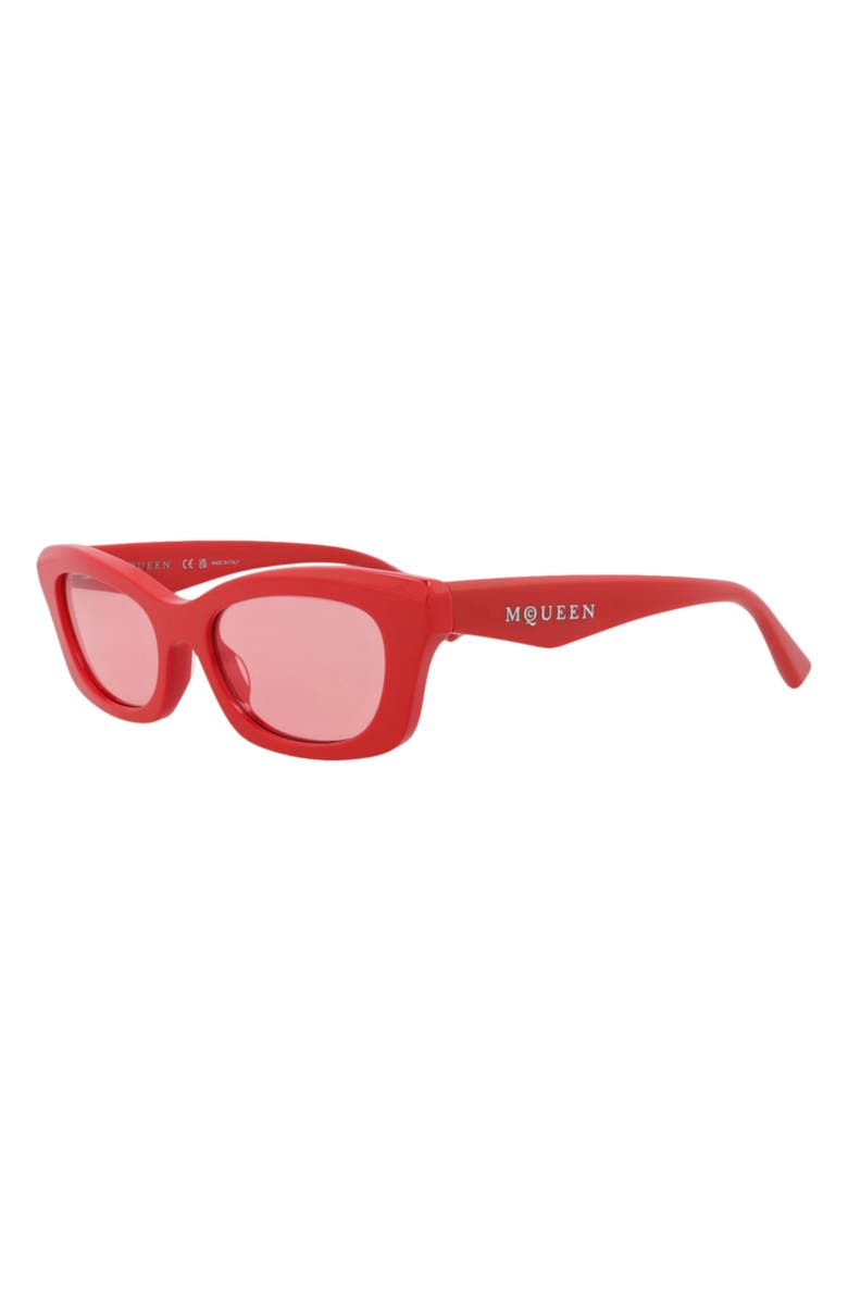 McQueen 52mm Rectangular Sunglasses, Alternate, color, Red Red Pink