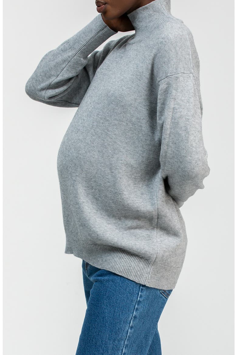 Regina Mock Neck Maternity Sweater, Alternate, color, LIGHT GREY HEATHER