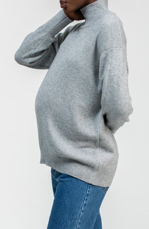 Pietro Brunelli Maternity Maternity Relaxed Turtleneck Regina Sweater With Long Sleeves In Gray