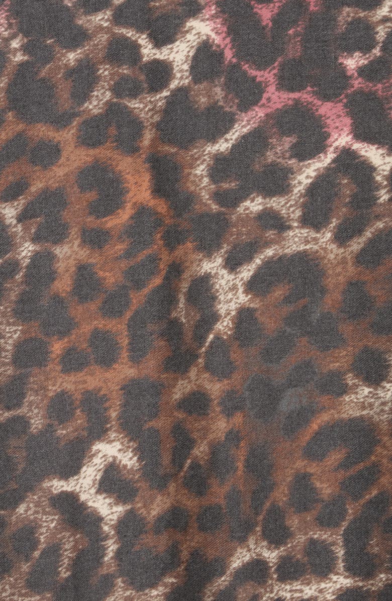 Vince Camuto Brushstroke Leopard Scarf, Alternate, color, Black